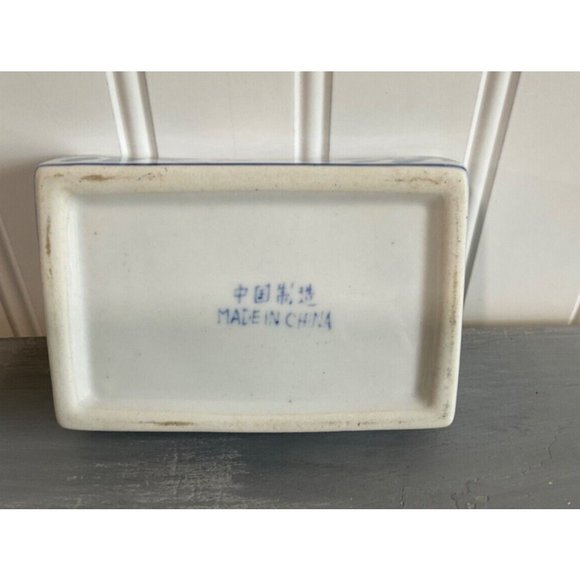 Vintage Trinket Box Small Rectangle Floral Ivy Pink Green Blue Ceramic Lid China - Picture 6 of 8